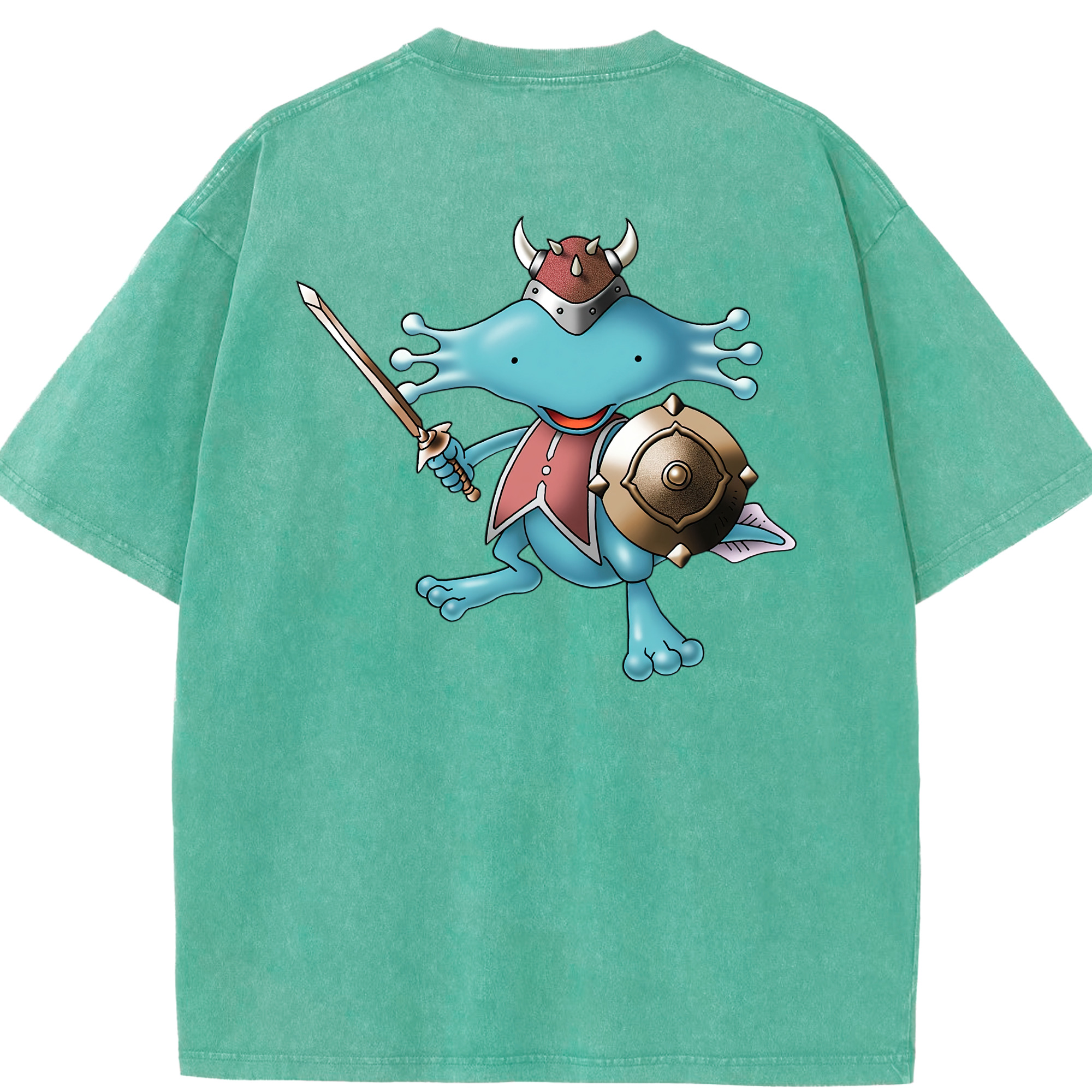 （画像用） ドラゴンクエスト Doragon Kuesuto Dragon Quest 綿100% ヴィンテージ風 半袖Tシャツ（背面プリント）